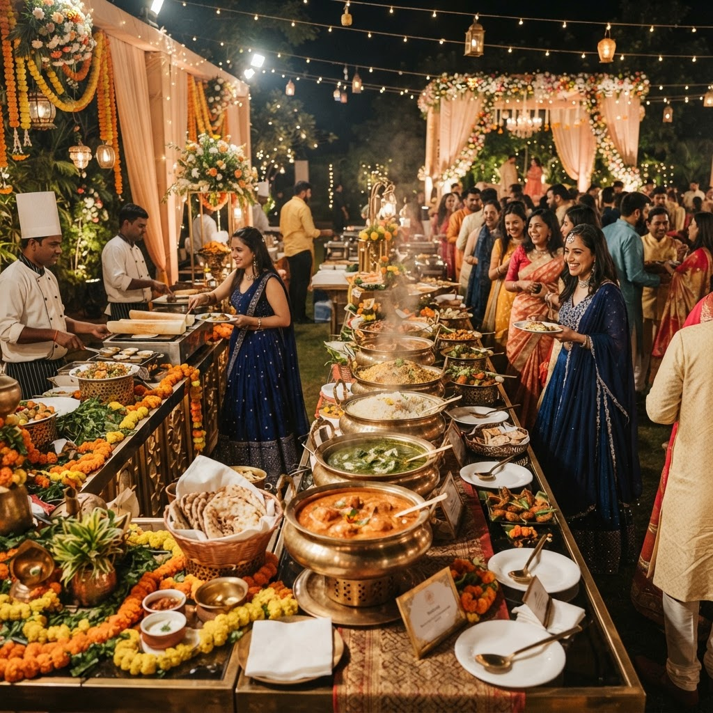 Royal buffet and celebratory banquet setup